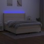 vidaXL Boxspringbett mit Matratze & LED Creme 160x200 cm Stoff vidaXL Boxspringbett mit Matratze & LED Creme 160x200 cm Stoff