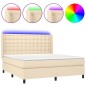vidaXL Boxspringbett mit Matratze & LED Creme 180x200 cm Stoff vidaXL Boxspringbett mit Matratze & LED Creme 180x200 cm Stoff
