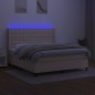 vidaXL Boxspringbett mit Matratze & LED Creme 180x200 cm Stoff vidaXL Boxspringbett mit Matratze & LED Creme 180x200 cm Stoff