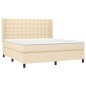 vidaXL Boxspringbett mit Matratze & LED Creme 180x200 cm Stoff vidaXL Boxspringbett mit Matratze & LED Creme 180x200 cm Stoff