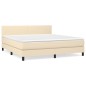 vidaXL Boxspringbett mit Matratze Creme 180x200 cm Stoff vidaXL Boxspringbett mit Matratze Creme 180x200 cm Stoff