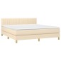 vidaXL Boxspringbett mit Matratze Creme 180x200 cm Stoff vidaXL Boxspringbett mit Matratze Creme 180x200 cm Stoff