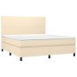 vidaXL Boxspringbett mit Matratze Creme 180x200 cm Stoff vidaXL Boxspringbett mit Matratze Creme 180x200 cm Stoff