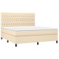 vidaXL Boxspringbett mit Matratze Creme 180x200 cm Stoff vidaXL Boxspringbett mit Matratze Creme 180x200 cm Stoff