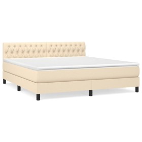vidaXL Boxspringbett mit Matratze Creme 180x200 cm Stoff