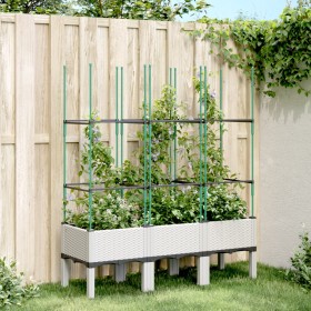 vidaXL Pflanzkübel mit Rankgitter Weiß 120x40x142,5 cm PP