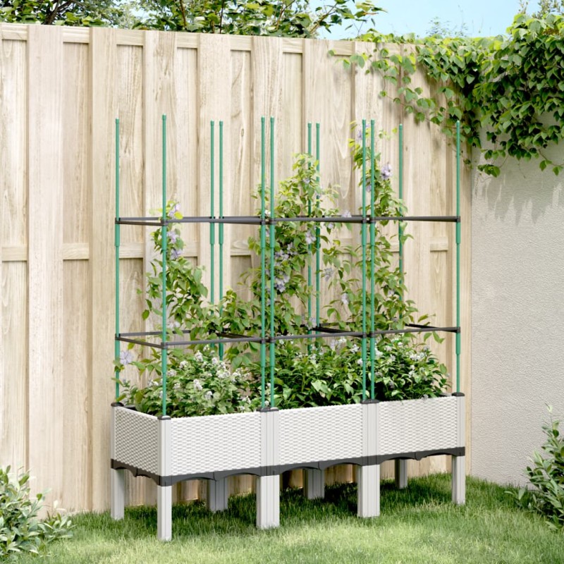 vidaXL Pflanzkübel mit Rankgitter Weiß 120x40x142,5 cm PP vidaXL Pflanzkübel mit Rankgitter Weiß 120x40x142,5 cm PP