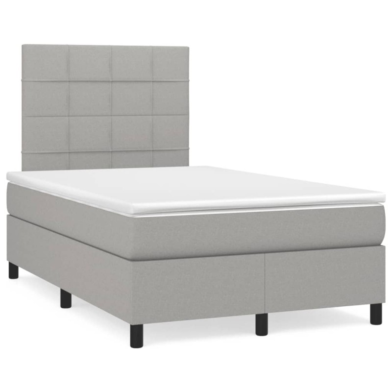 vidaXL Boxspringbett mit Matratze Hellgrau 120x190 cm Stoff vidaXL Boxspringbett mit Matratze Hellgrau 120x190 cm Stoff