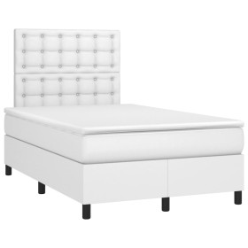 vidaXL Boxspringbett mit Matratze Weiß 120x190 cm Kunstleder