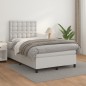 vidaXL Boxspringbett mit Matratze Weiß 120x190 cm Kunstleder vidaXL Boxspringbett mit Matratze Weiß 120x190 cm Kunstleder