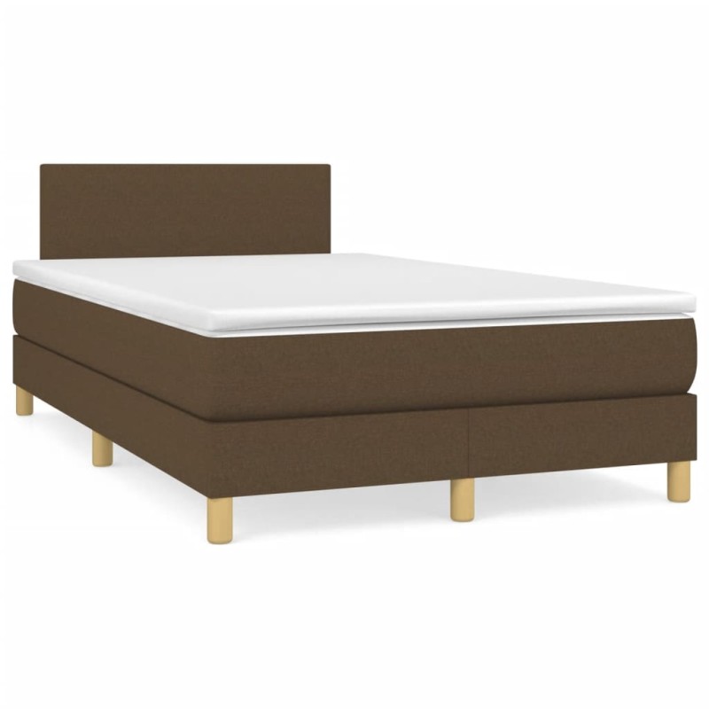 vidaXL Boxspringbett mit Matratze & LED Dunkelbraun 120x190 cm Stoff vidaXL Boxspringbett mit Matratze & LED Dunkelbraun 120x190 cm Stoff
