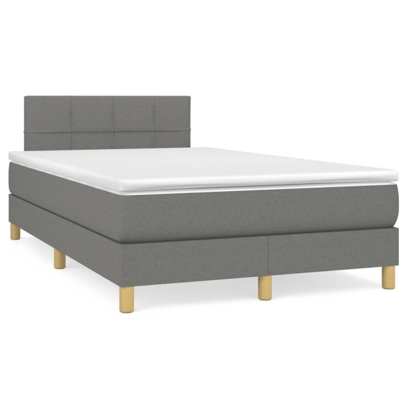 vidaXL Boxspringbett mit Matratze & LED Dunkelgrau 120x190 cm Stoff vidaXL Boxspringbett mit Matratze & LED Dunkelgrau 120x190 cm Stoff