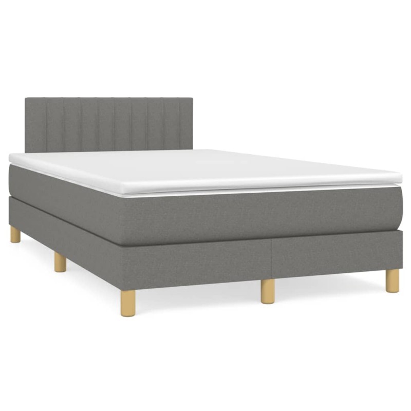 vidaXL Boxspringbett mit Matratze Dunkelgrau 120x190 cm Stoff vidaXL Boxspringbett mit Matratze Dunkelgrau 120x190 cm Stoff