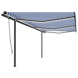 vidaXL Automatische Markise mit LED & Windsensor 6x3 m Blau & Weiß