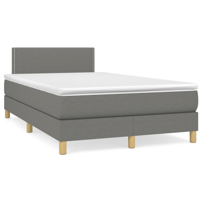 vidaXL Boxspringbett mit Matratze Dunkelgrau 120x190 cm Stoff vidaXL Boxspringbett mit Matratze Dunkelgrau 120x190 cm Stoff