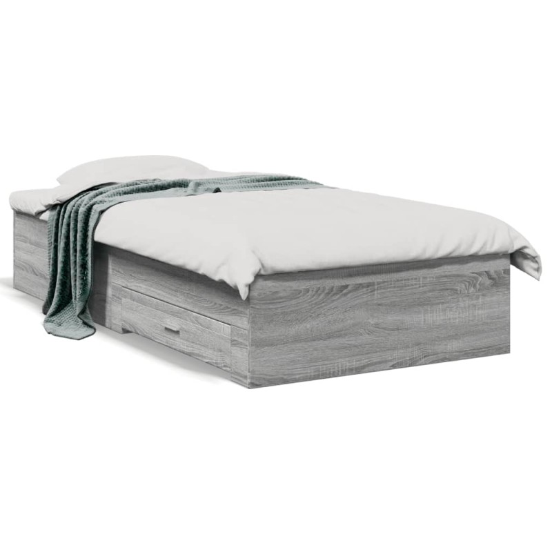 vidaXL Bettgestell mit Schubladen Grau Sonoma 90x190 cm Holzwerkstoff vidaXL Bettgestell mit Schubladen Grau Sonoma 90x190 cm Holzwerkstoff