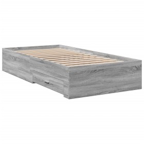 vidaXL Bettgestell mit Schubladen Grau Sonoma 90x190 cm Holzwerkstoff