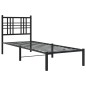 vidaXL Bettgestell mit Kopfteil Metall Schwarz 80x200 cm vidaXL Bettgestell mit Kopfteil Metall Schwarz 80x200 cm
