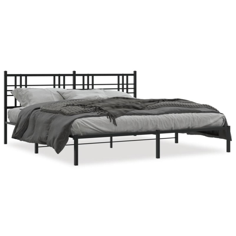 vidaXL Bettgestell mit Kopfteil Metall Schwarz 183x213 cm vidaXL Bettgestell mit Kopfteil Metall Schwarz 183x213 cm
