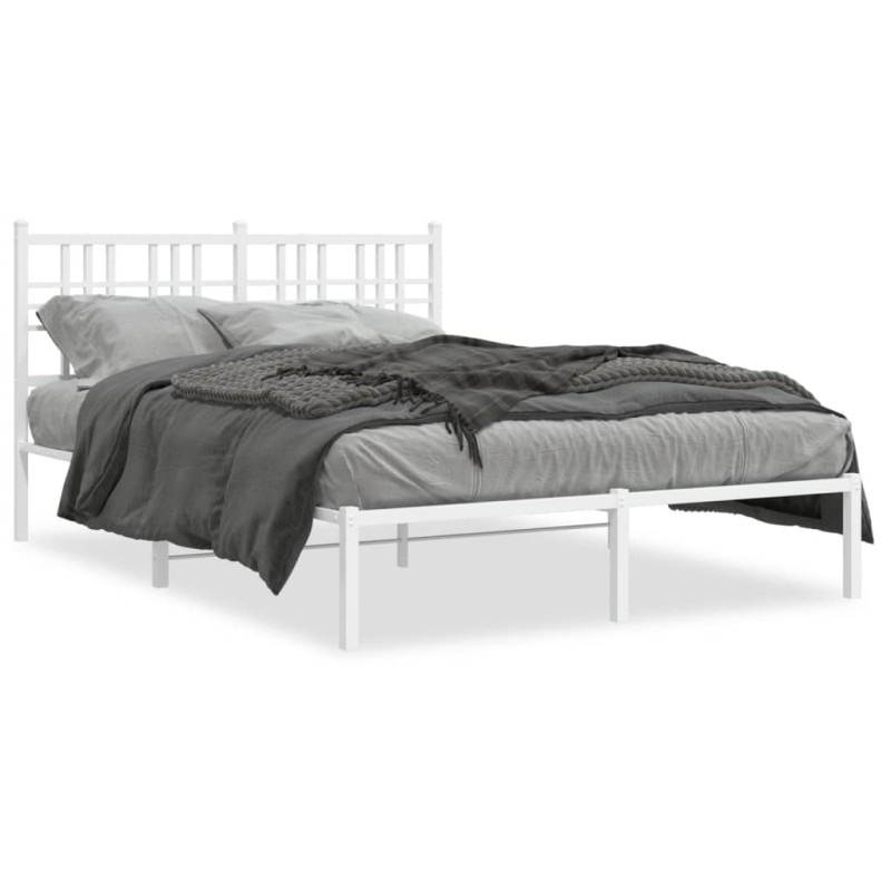 vidaXL Bettgestell mit Kopfteil Metall Weiß 140x200 cm vidaXL Bettgestell mit Kopfteil Metall Weiß 140x200 cm
