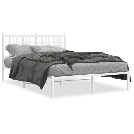 vidaXL Bettgestell mit Kopfteil Metall Weiß 140x200 cm