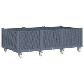 vidaXL Pflanzkasten mit Rollen Grau 150x80x54 cm PP