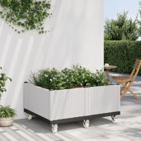 vidaXL Pflanzkasten mit Rollen Weiß 100x80x54 cm PP
