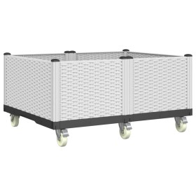 vidaXL Pflanzkasten mit Rollen Weiß 100x80x54 cm PP