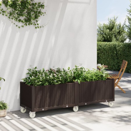 vidaXL Pflanzkasten mit Rollen Braun 160x50x54 cm PP