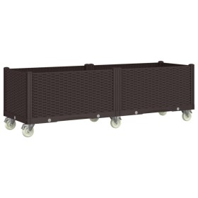vidaXL Pflanzkasten mit Rollen Braun 160x50x54 cm PP