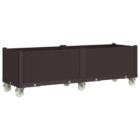 vidaXL Pflanzkasten mit Rollen Braun 160x50x54 cm PP
