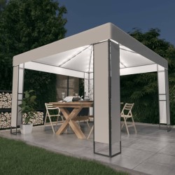 vidaXL Pavillon mit Doppeldach & LED-Lichterkette 3x3 m Weiß