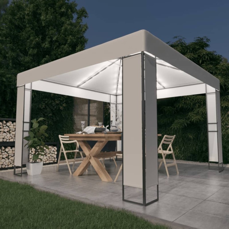 vidaXL Pavillon mit Doppeldach & LED-Lichterkette 3x3 m Weiß vidaXL Pavillon mit Doppeldach & LED-Lichterkette 3x3 m Weiß