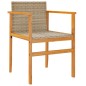 vidaXL Gartenstühle 2 Stk. Beige Poly Rattan und Massivholz vidaXL Gartenstühle 2 Stk. Beige Poly Rattan und Massivholz