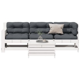 vidaXL 4-tlg. Garten-Lounge-Set mit Kissen Weiß Massivholz Kiefer