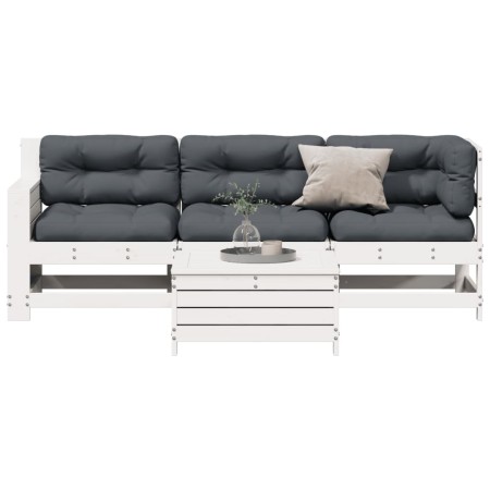 vidaXL 4-tlg. Garten-Lounge-Set mit Kissen Weiß Massivholz Kiefer