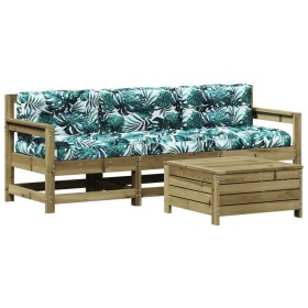 vidaXL 4-tlg. Garten-Lounge-Set mit Kissen Kiefernholz Imprägniert