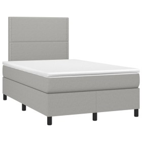 vidaXL Boxspringbett mit Matratze Hellgrau 120x190 cm Stoff