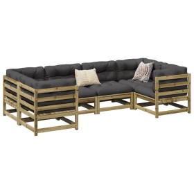 vidaXL 6-tlg. Garten-Sofagarnitur mit Kissen Kiefernholz Imprägniert