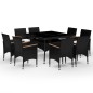 vidaXL 9-tlg. Garten-Essgruppe Poly Rattan und Hartglas Schwarz vidaXL 9-tlg. Garten-Essgruppe Poly Rattan und Hartglas Schwarz