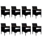 vidaXL 9-tlg. Garten-Essgruppe Poly Rattan und Hartglas Schwarz vidaXL 9-tlg. Garten-Essgruppe Poly Rattan und Hartglas Schwarz