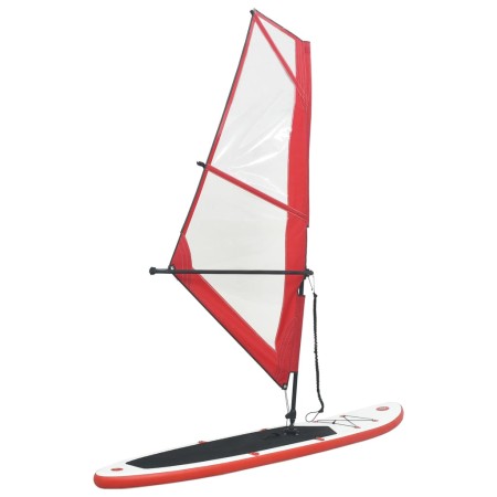 vidaXL Aufblasbares SUP-Board mit Segel Set Rot und Weiß