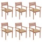 vidaXL Stapelbare Gartenstühle mit Kissen 6 Stk. Massivholz Teak vidaXL Stapelbare Gartenstühle mit Kissen 6 Stk. Massivholz Teak