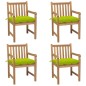 vidaXL Gartenstühle 4 Stk. mit Hellgrünen Kissen Massivholz Teak vidaXL Gartenstühle 4 Stk. mit Hellgrünen Kissen Massivholz Teak