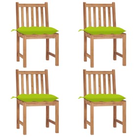 vidaXL Gartenstühle 4 Stk. mit Kissen Massivholz Teak 