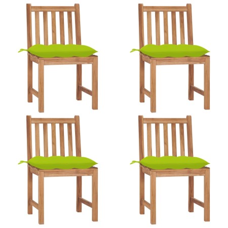 vidaXL Gartenstühle 4 Stk. mit Kissen Massivholz Teak 