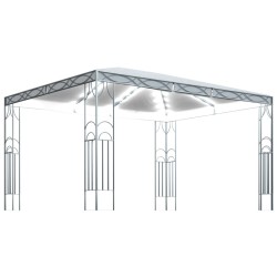 vidaXL Pavillon mit LED-Lichterkette 400x300 cm Cremeweiß