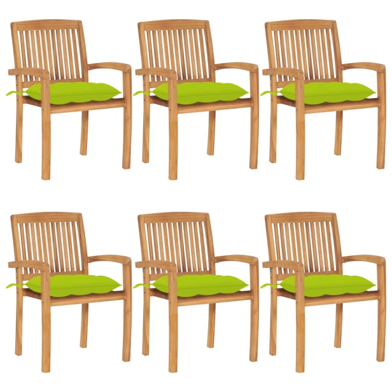 vidaXL Stapelbare Gartenstühle mit Kissen 6 Stk. Massivholz Teak vidaXL Stapelbare Gartenstühle mit Kissen 6 Stk. Massivholz Teak