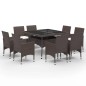 vidaXL 9-tlg. Garten-Essgruppe Poly Rattan und Hartglas Braun vidaXL 9-tlg. Garten-Essgruppe Poly Rattan und Hartglas Braun