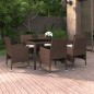 vidaXL 7-tlg. Garten-Essgruppe Poly Rattan und Hartglas Braun vidaXL 7-tlg. Garten-Essgruppe Poly Rattan und Hartglas Braun